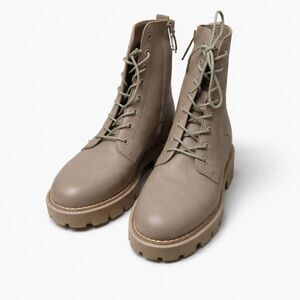 Sam Edelman Taupe Lace-Up Combat Boots
